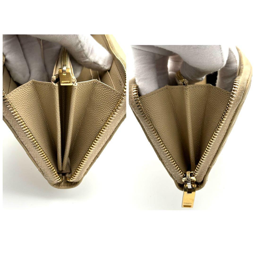 Saint Laurent Zip Around Wallet Stitch Beige Leather — view 6