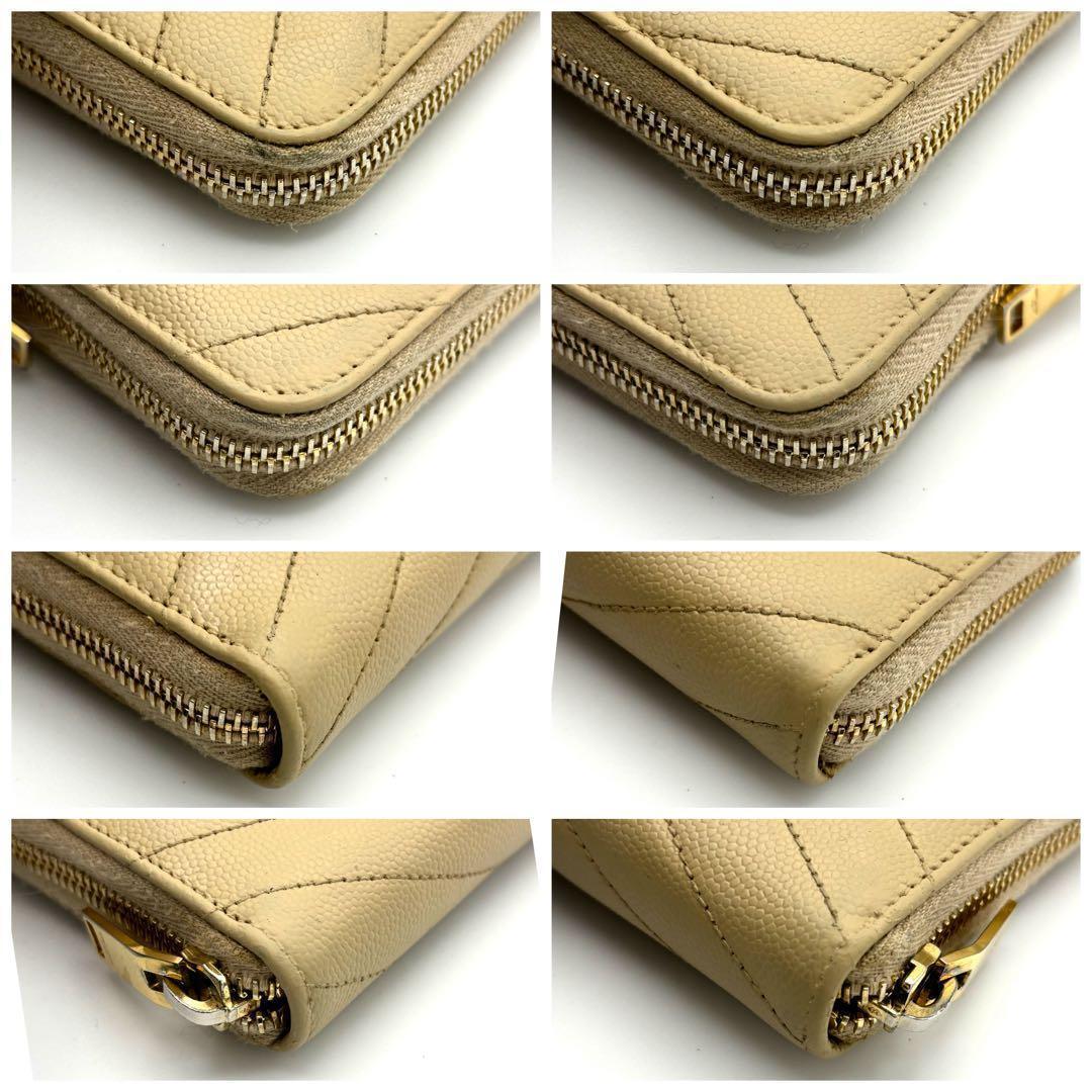 Saint Laurent Zip Around Wallet Stitch Beige Leather — view 7