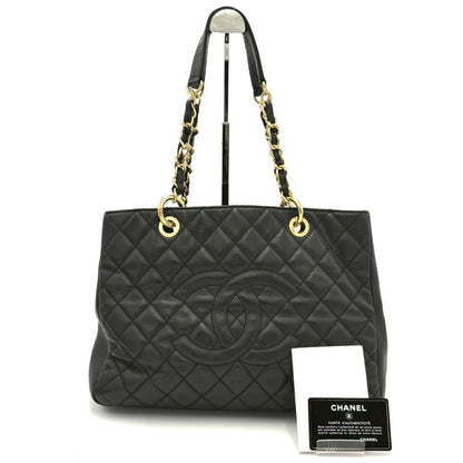 Chanel Caviar Leather CC Logo Chain Tote Black