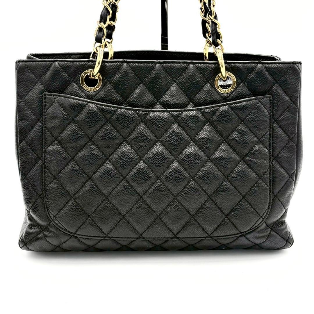 Chanel Caviar Leather CC Logo Chain Tote Black — view 3