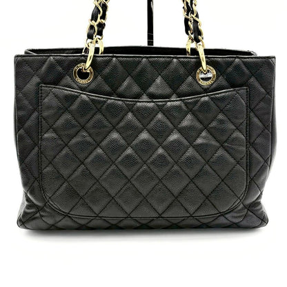 Chanel Caviar Leather CC Logo Chain Tote Black — view 3