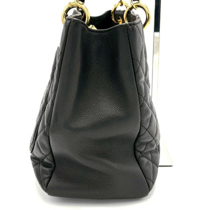 Chanel Caviar Leather CC Logo Chain Tote Black — view 4