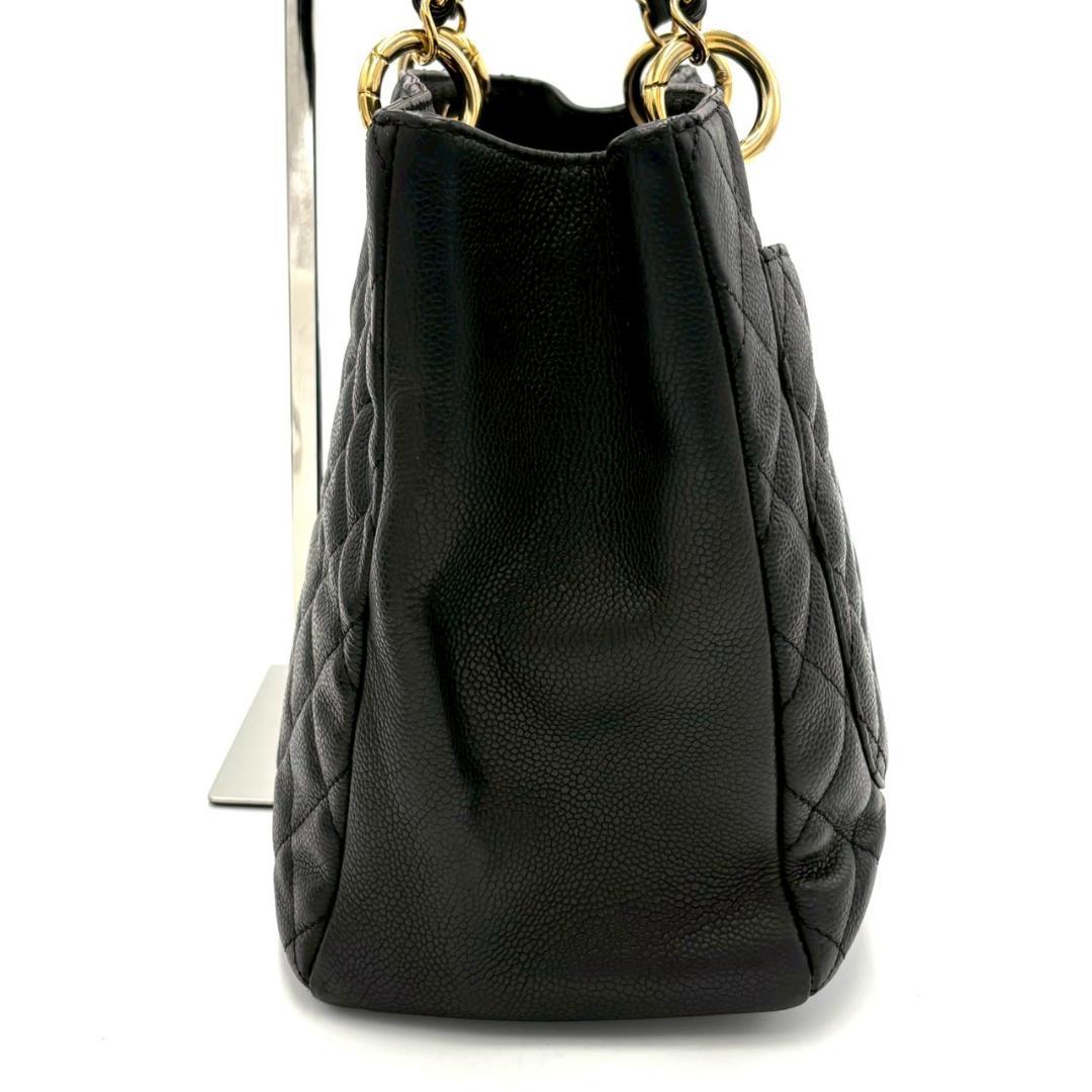 Chanel Caviar Leather CC Logo Chain Tote Black — view 5