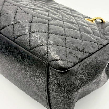 Chanel Caviar Leather CC Logo Chain Tote Black — view 6
