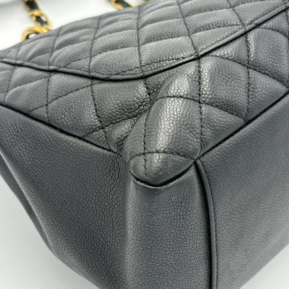 Chanel Caviar Leather CC Logo Chain Tote Black — view 9