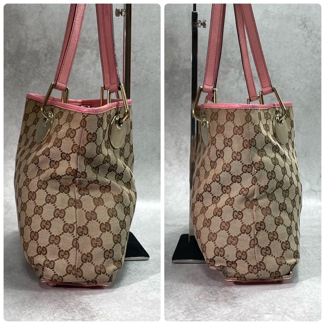Gucci GG Tote Pink Canvas Leather Beige Logo — view 7