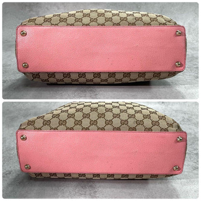 Gucci GG Tote Pink Canvas Leather Beige Logo — view 8