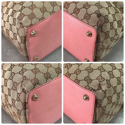 Gucci GG Tote Pink Canvas Leather Beige Logo — view 9
