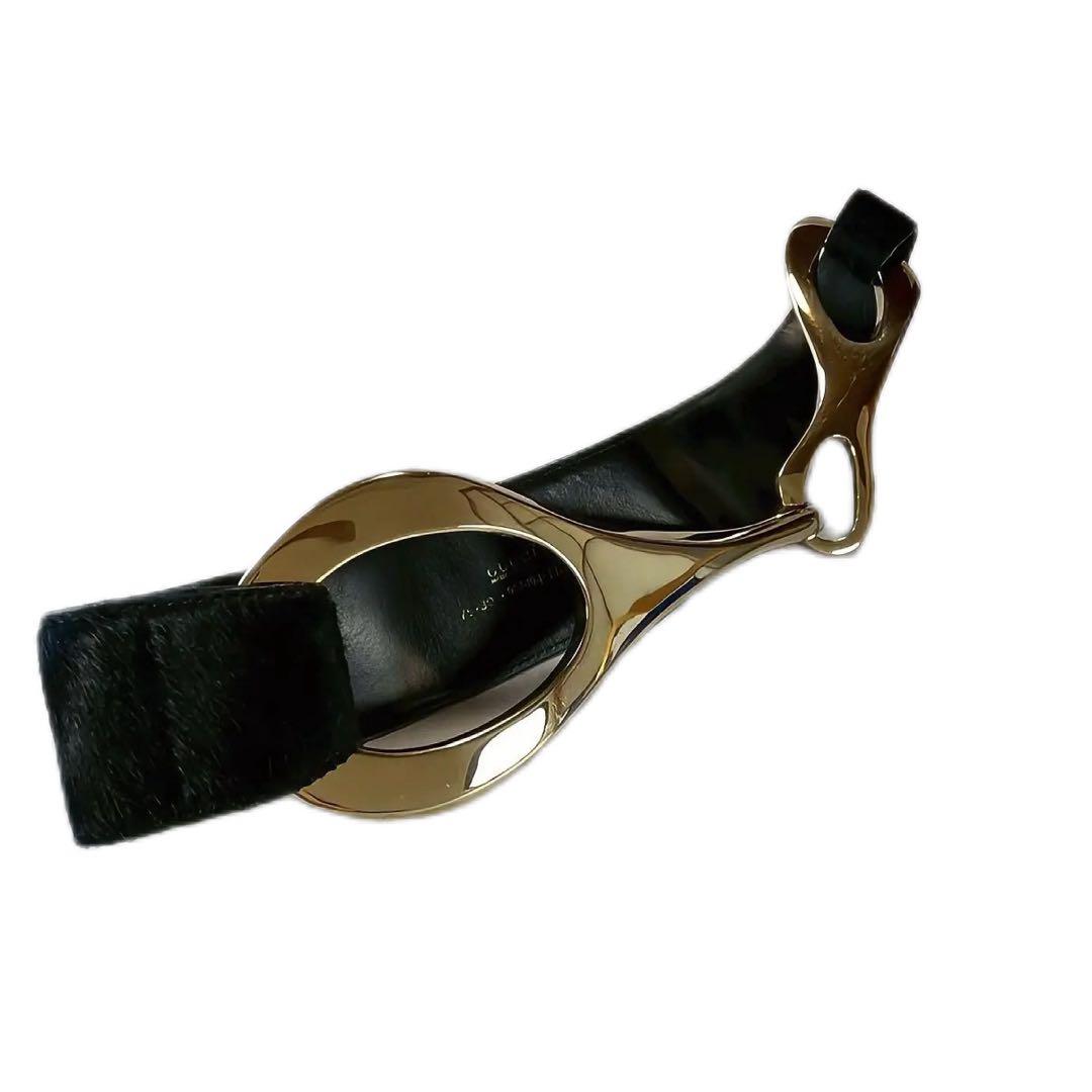 Gucci Tom Ford Era Horsebit Buckle Calf Hair Leather Belt — view 4