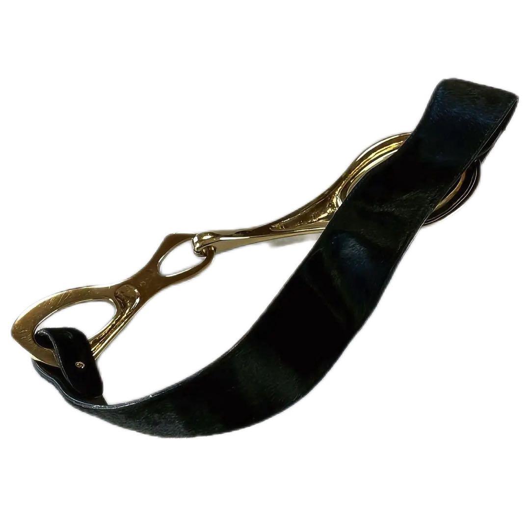 Gucci Tom Ford Era Horsebit Buckle Calf Hair Leather Belt — view 6