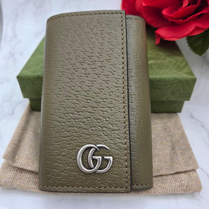 Gucci Key Case 6 GG Marmont Khaki Key Holder
