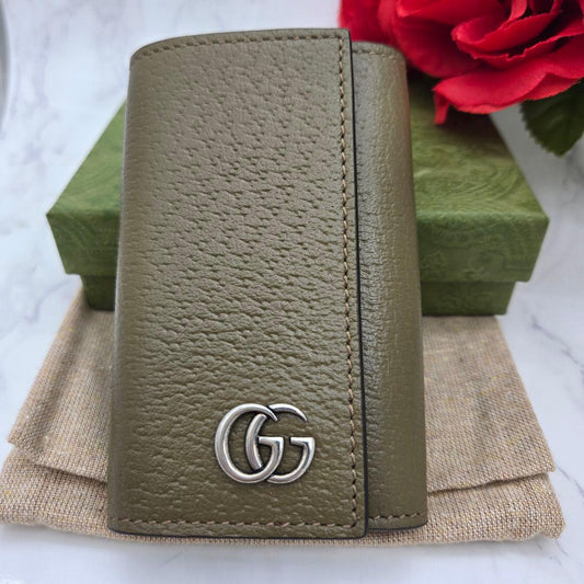 Gucci Key Case 6 GG Marmont Khaki Key Holder