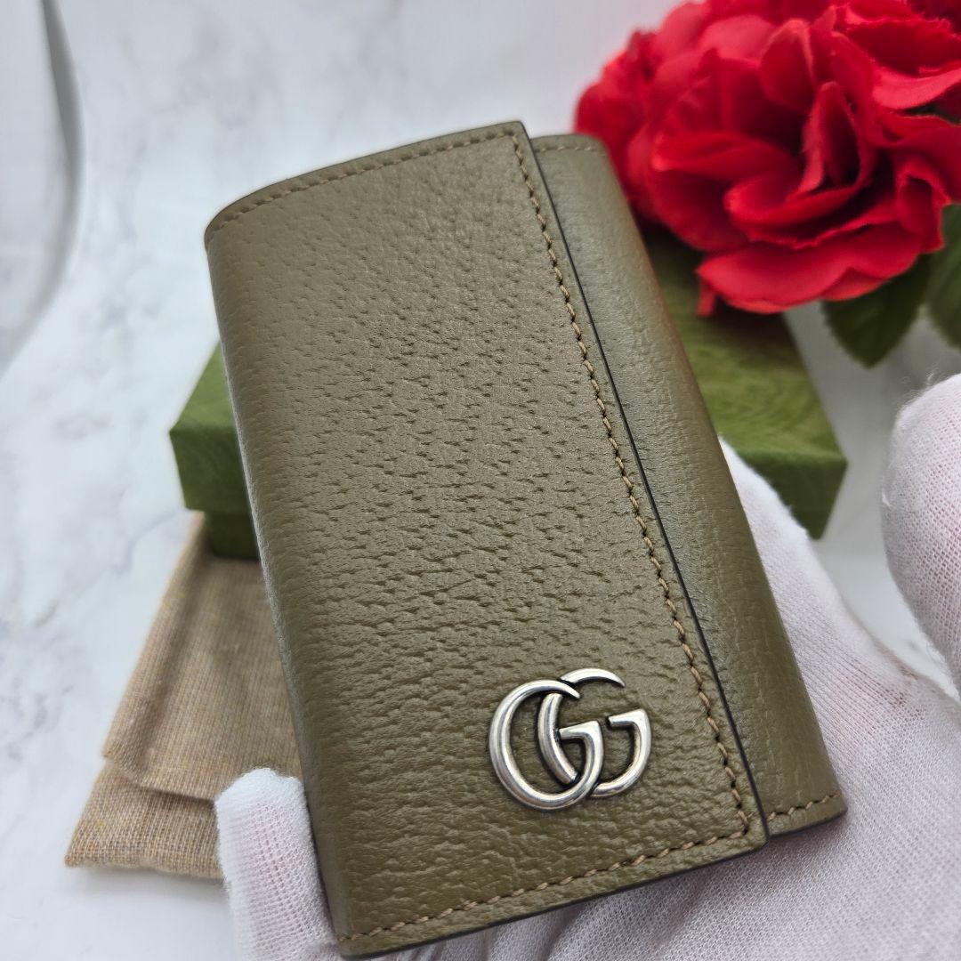 Gucci Key Case 6 GG Marmont Khaki Key Holder — view 3