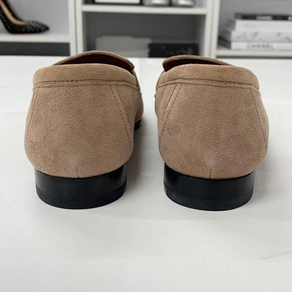 Hermes Paris Hhardware Suede Loafers Beige
