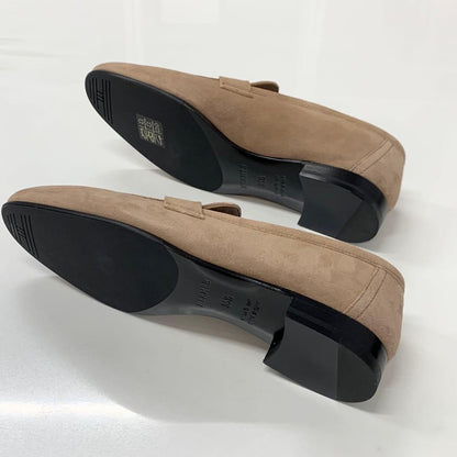 Hermes Paris Hhardware Suede Loafers Beige