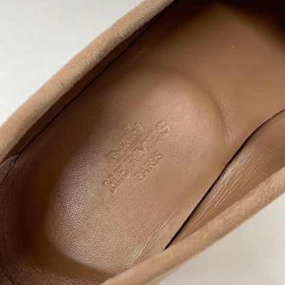Hermes Paris Hhardware Suede Loafers Beige