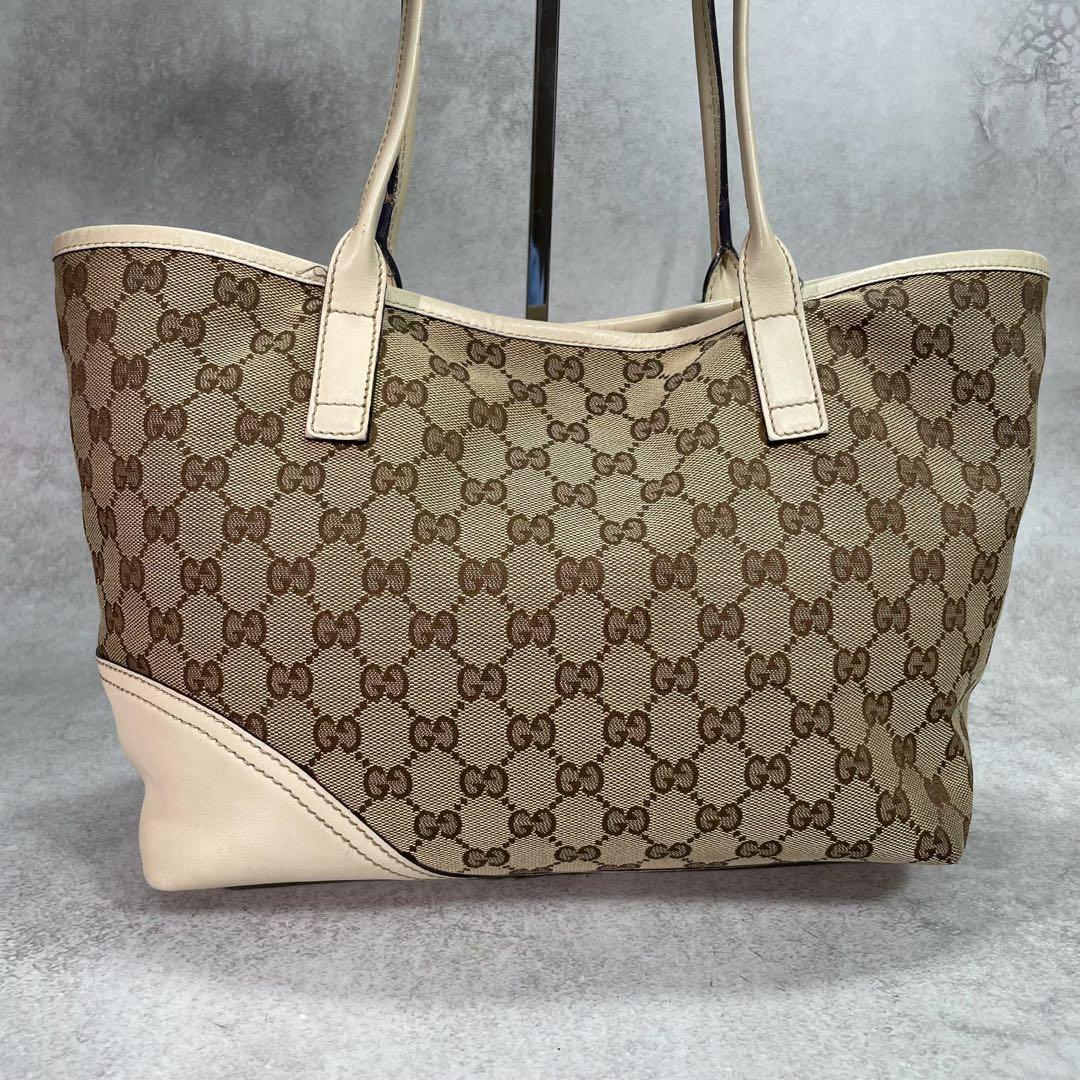 Gucci GG Tote Bag New Brit Beige Leather Logo — view 3
