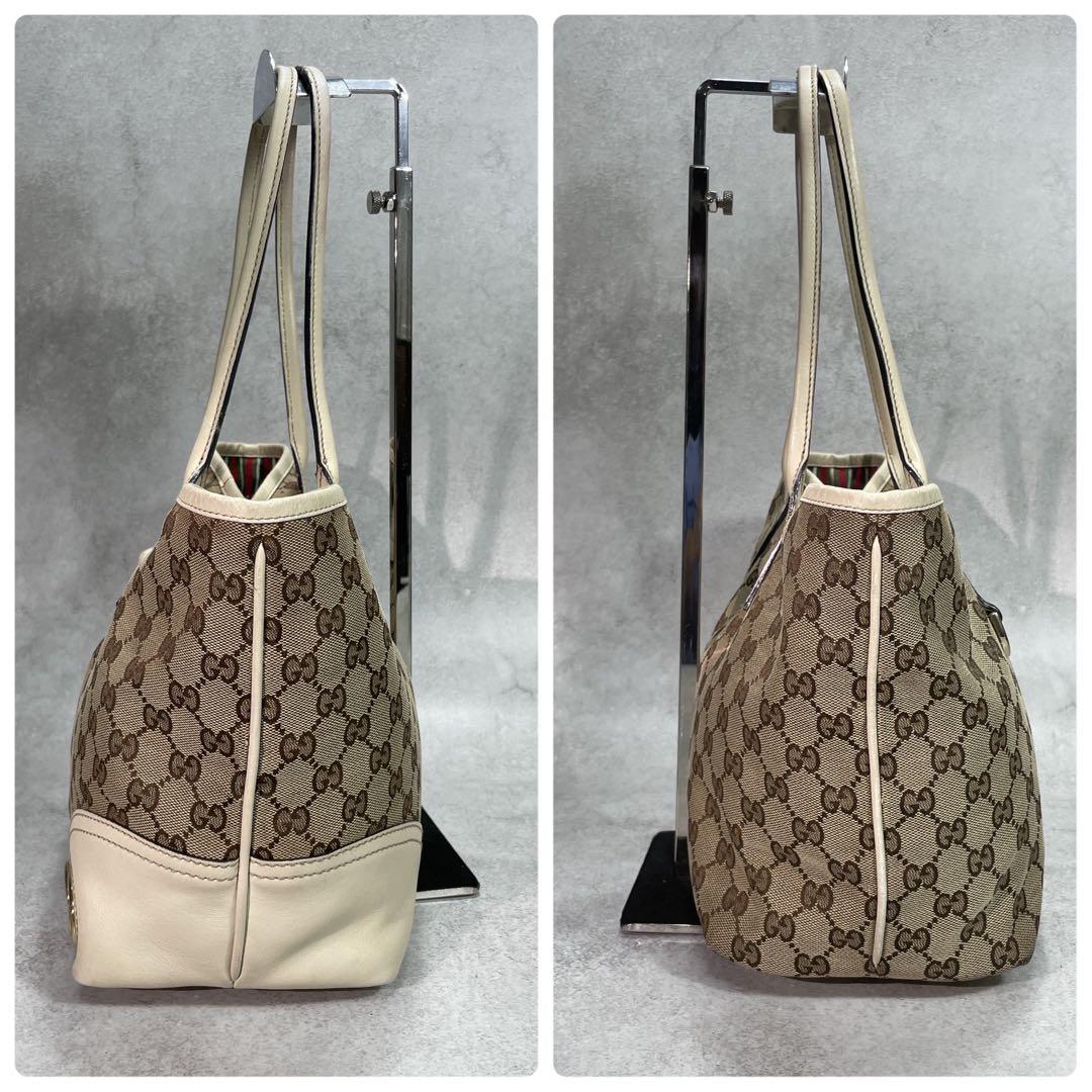 Gucci GG Tote Bag New Brit Beige Leather Logo — view 7