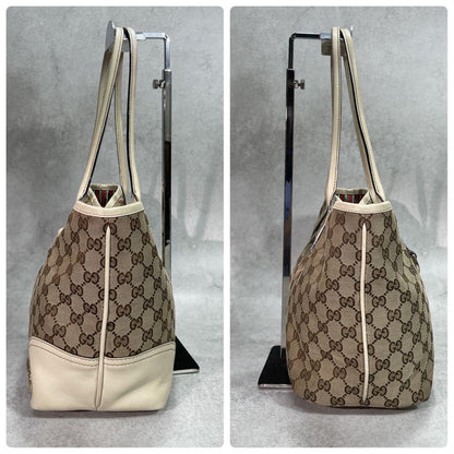 Gucci GG Tote Bag New Brit Beige Leather Logo — view 7
