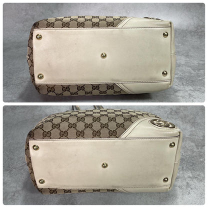 Gucci GG Tote Bag New Brit Beige Leather Logo — view 8