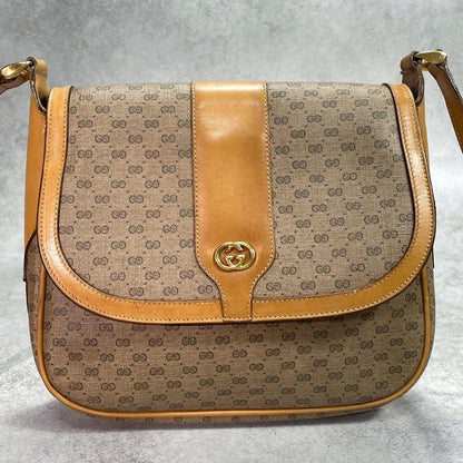 Gucci GG Shoulder Bag Brown Beige Logo Leather — view 2