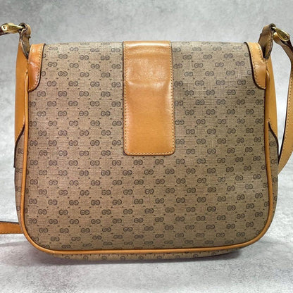 Gucci GG Shoulder Bag Brown Beige Logo Leather — view 3