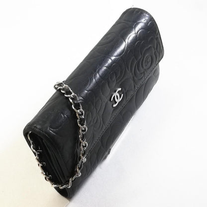 Chanel Camellia Wallet Black Chain Shoulder Bag — view 2
