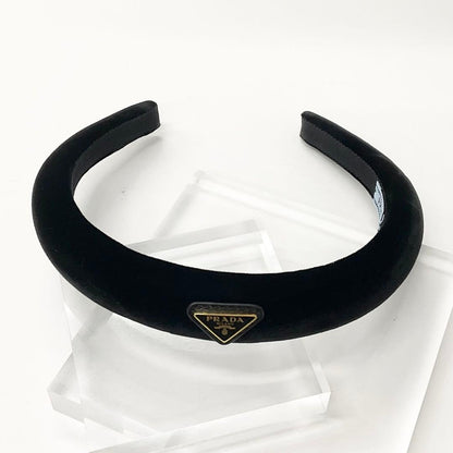 Prada Triangle Logo Velour Headband Velvet