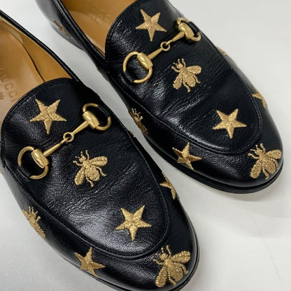 Gucci Horsebit Star Bee Embroidery Leather Loafers Black