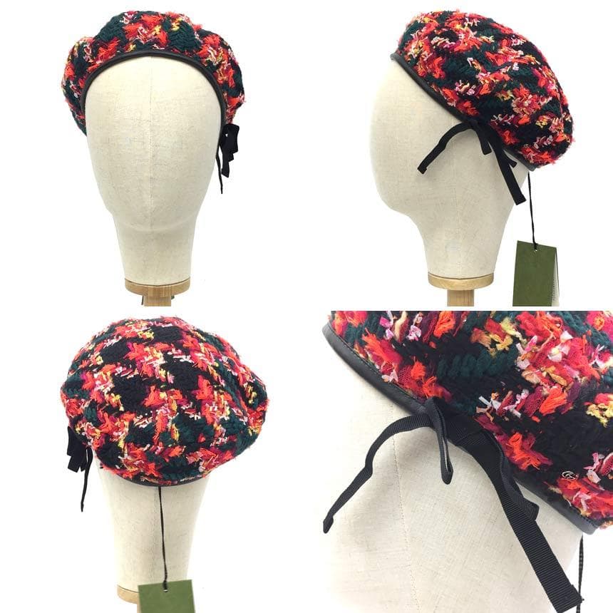 Gucci Beret Size S Tweed Hat Aq11449