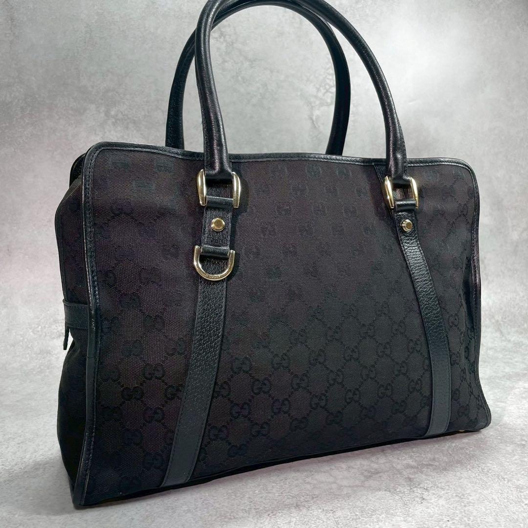 Gucci GG Tote Hand Black Logo Leather