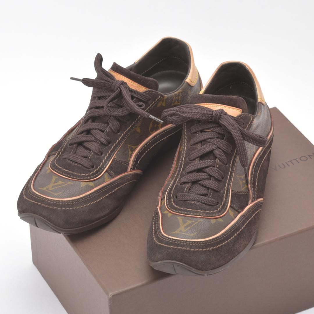 Louis Vuitton Monogram Sneakers 6 Suede Brown Box