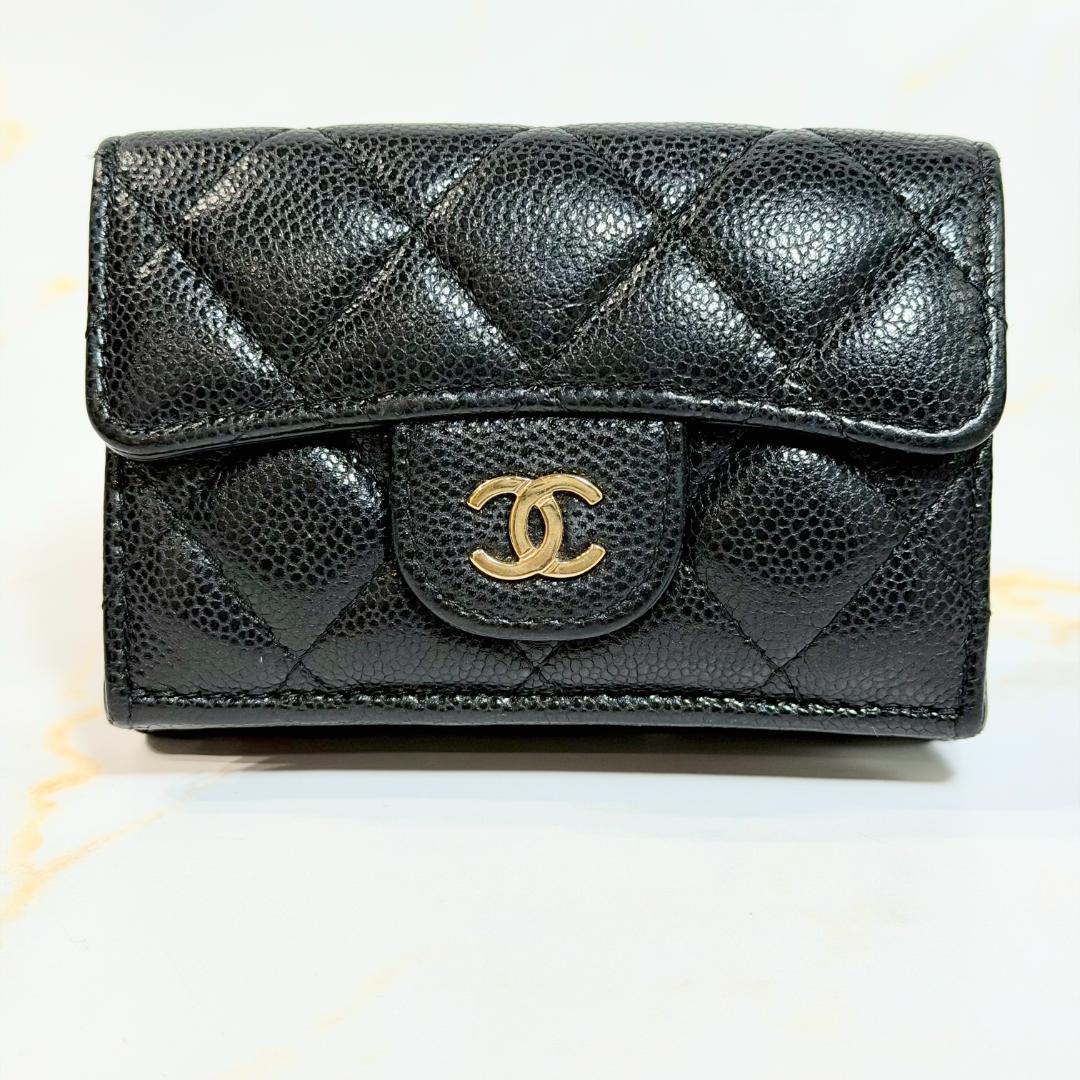 Chanel Caviar Leather Quilted Trifold Wallet