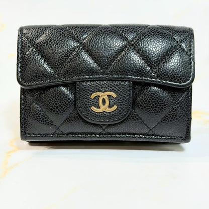 Chanel Caviar Leather Quilted Trifold Wallet