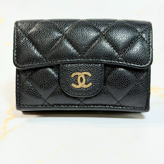 Chanel Caviar Leather Quilted Trifold Wallet