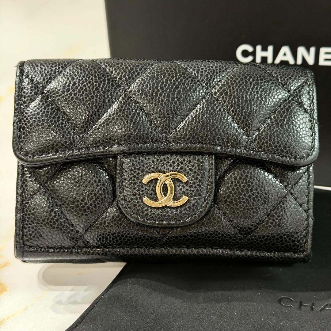 Chanel Caviar Leather Quilted Trifold Wallet — view 3