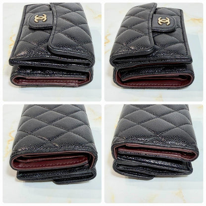 Chanel Caviar Leather Quilted Trifold Wallet — view 6