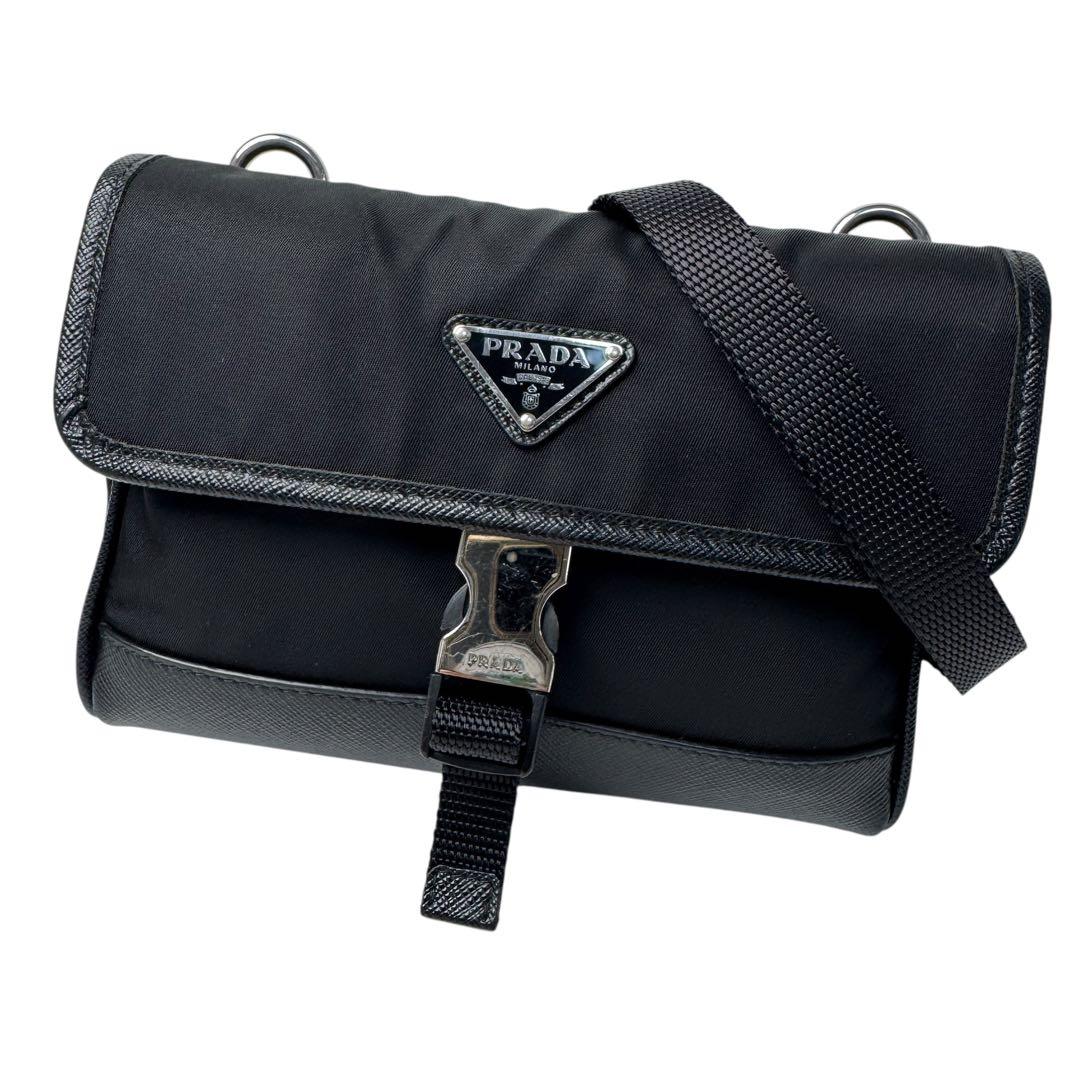 Prada Re-Nylon Saffiano Leather Mini Shoulder Bag