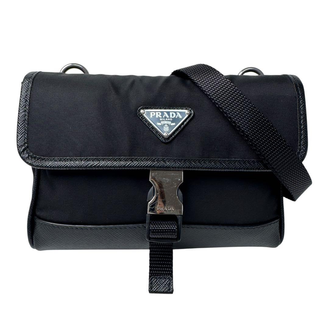 Prada Re-Nylon Saffiano Leather Mini Shoulder Bag — view 2
