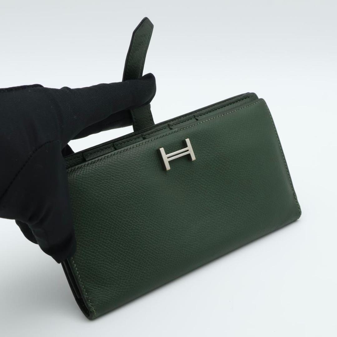 Hermes Bearn Veau Epsom Green Wallet — view 3