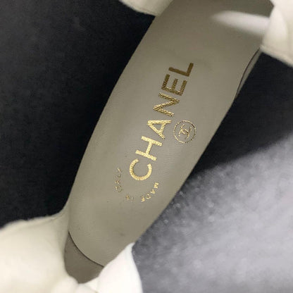 Chanel CC Logo Leather Patent Side Gore Short Boots White — view 8
