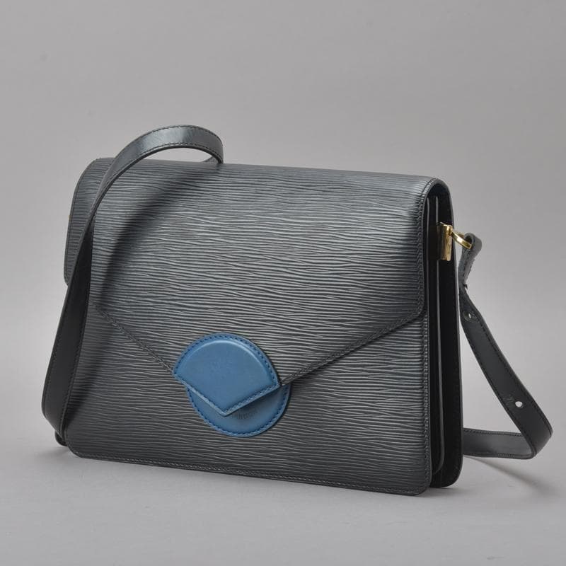 Louis Vuitton Oche Shoulder Bag Epi Leather Black Blue With Box