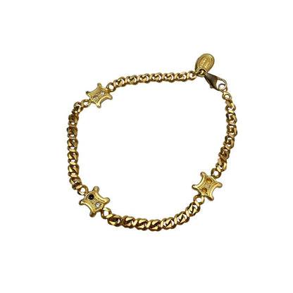 Celine Triomphe Gold Bangle Bracelet Rhinestone — view 3