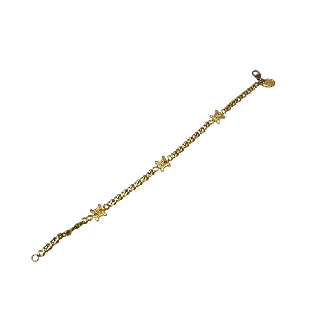 Celine Triomphe Gold Bangle Bracelet Rhinestone — view 6