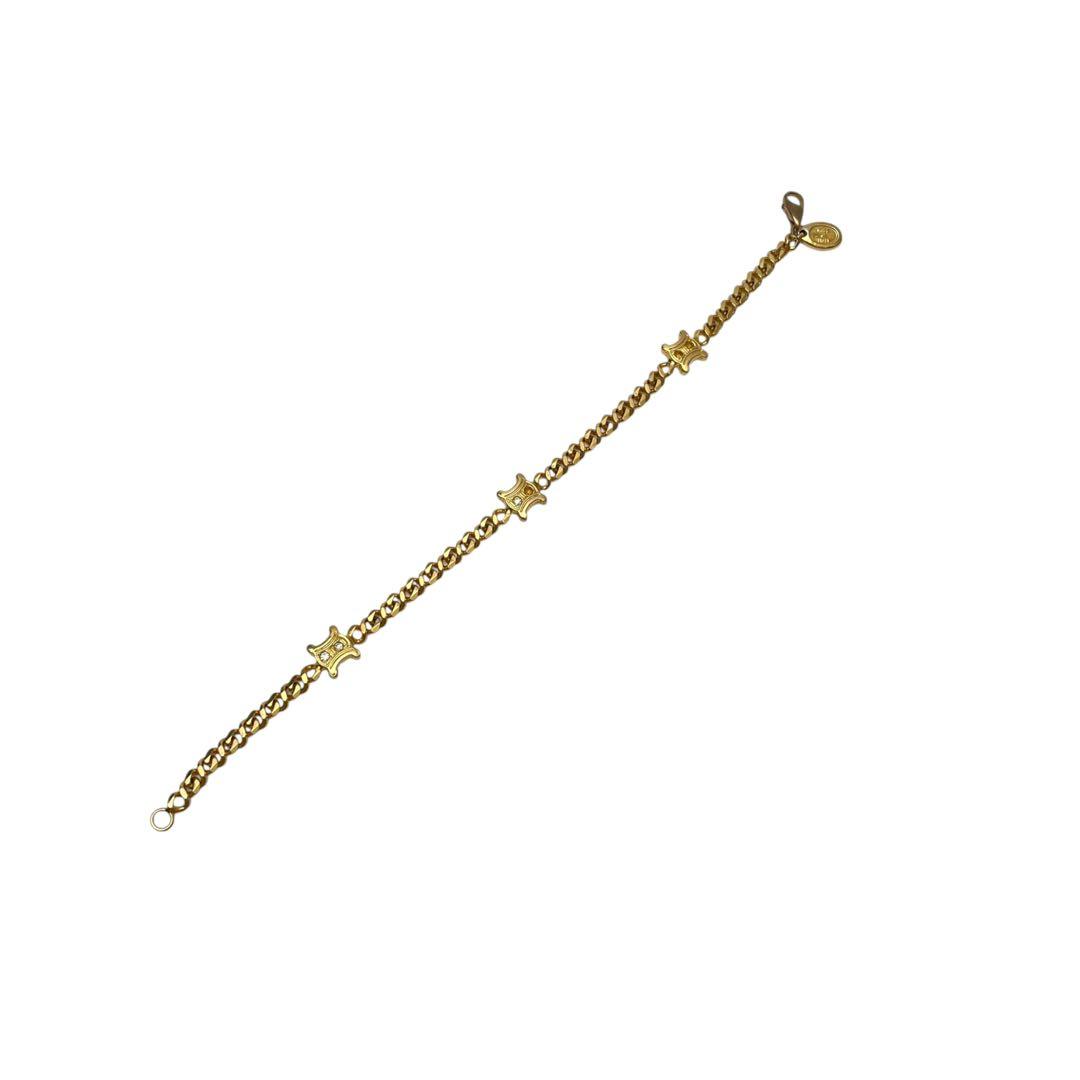 Celine Triomphe Gold Bangle Bracelet Rhinestone — view 7