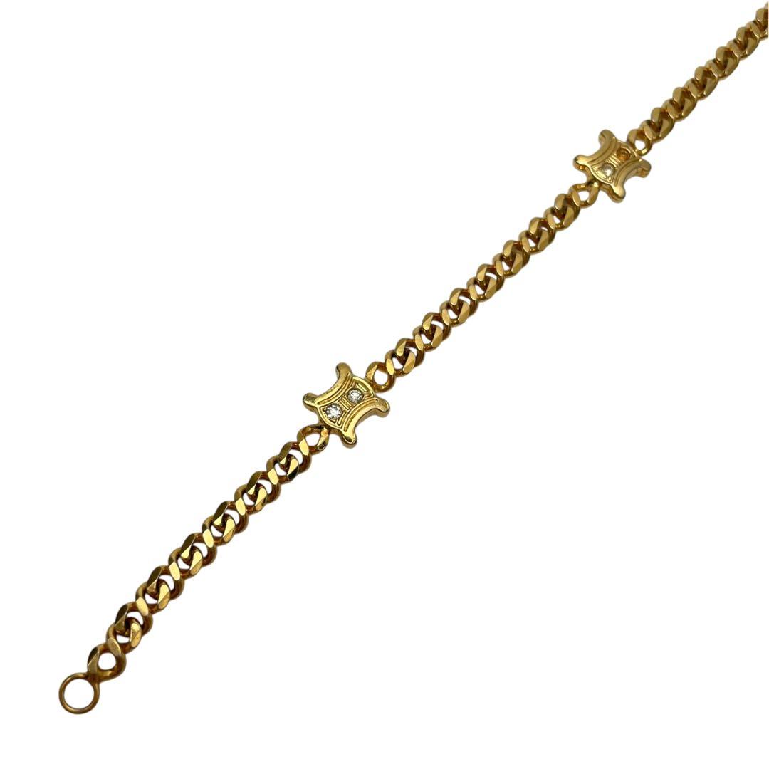 Celine Triomphe Gold Bangle Bracelet Rhinestone — view 8