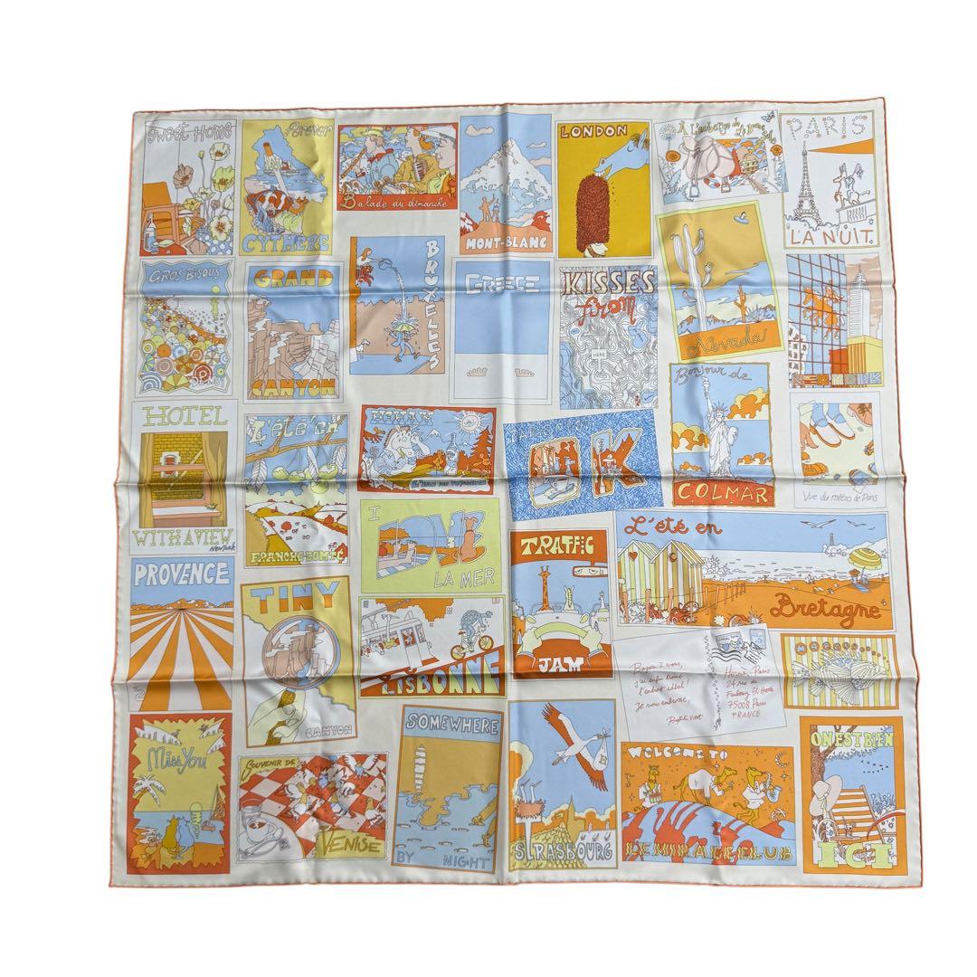 Hermes Carre 90 Scarf Favorite Places Baptiste Vilo Silk — view 2