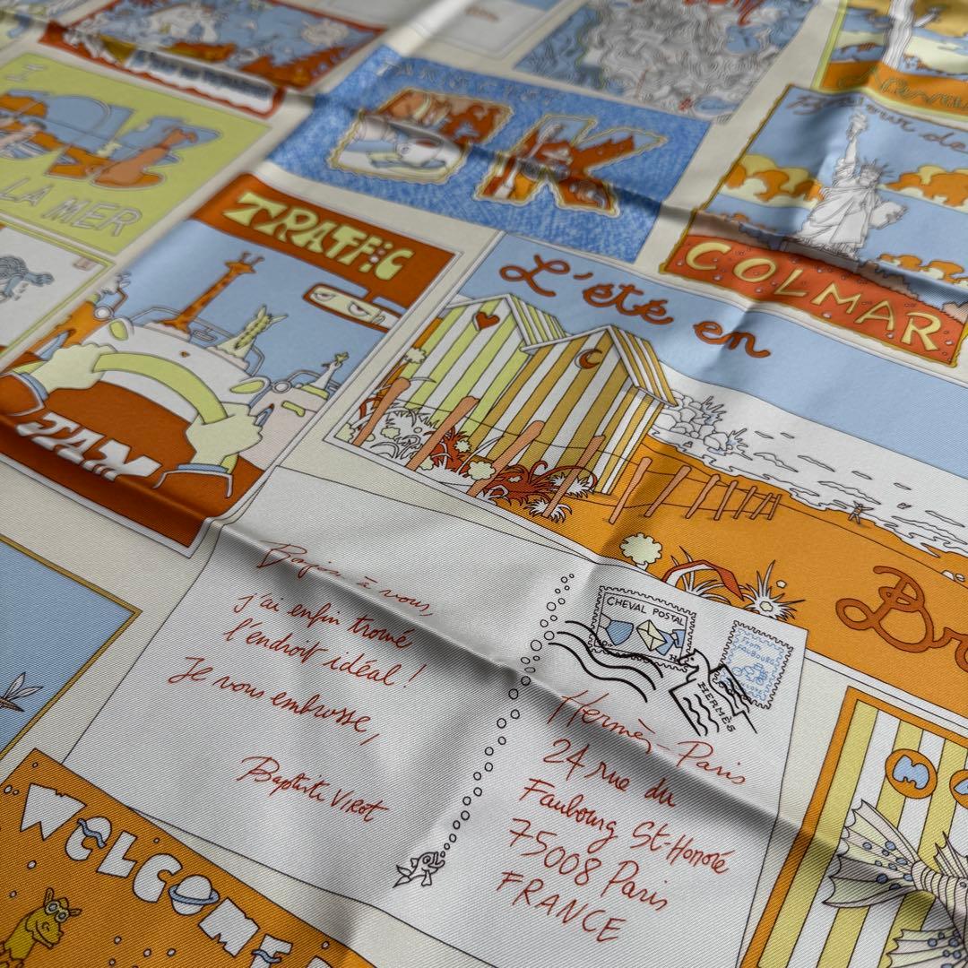 Hermes Carre 90 Scarf Favorite Places Baptiste Vilo Silk — view 5