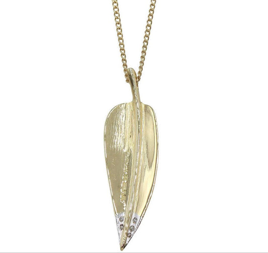 Tiffany & Co 18k Yellow Gold Diamond Leaf Necklace