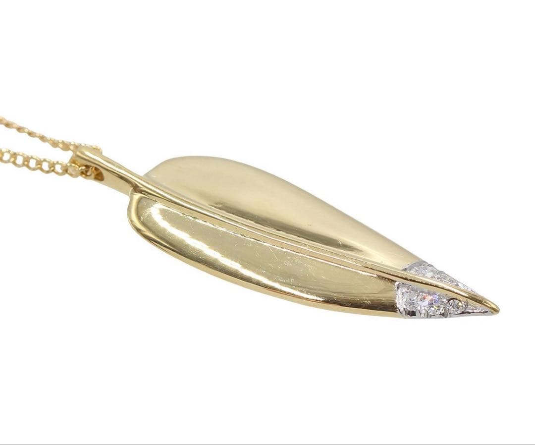 Tiffany & Co 18k Yellow Gold Diamond Leaf Necklace — view 3